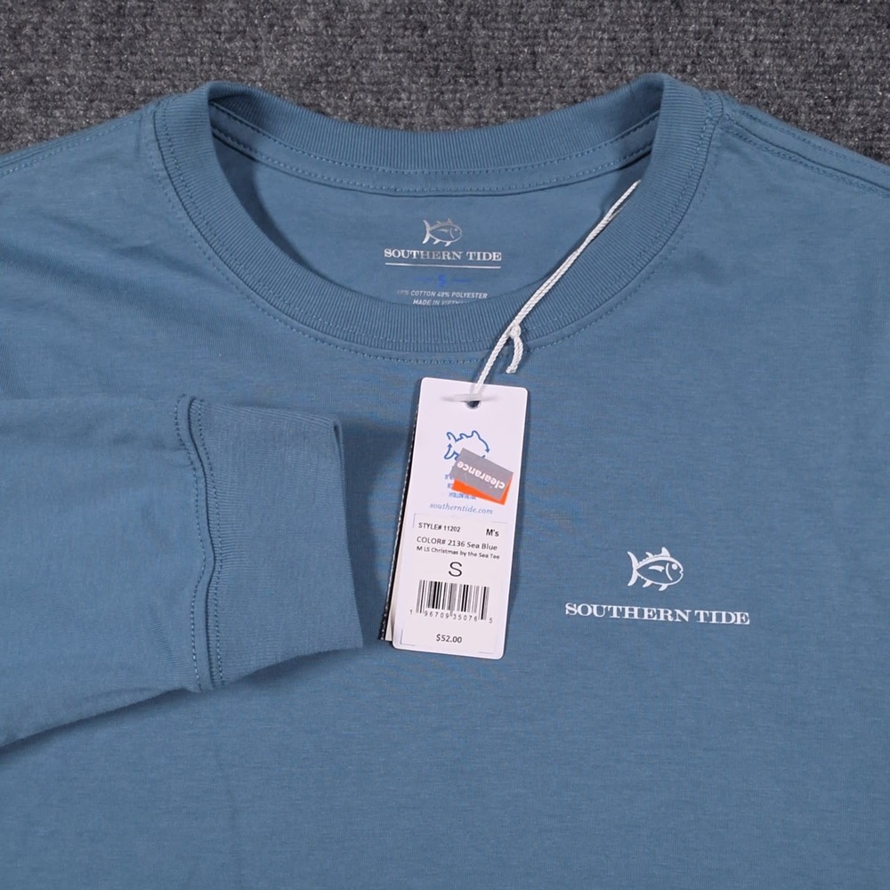 NWT Southern Tide Holidays by the Sea Long Sleeve Tee Mens S Christmas Boat